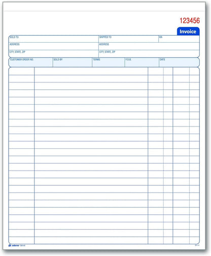 Adams Invoice Book, 8-3/8 x 10-11/16 Inches, 2-Part, Carbonless, White/Canary, 50 Sets per Book (D8140)