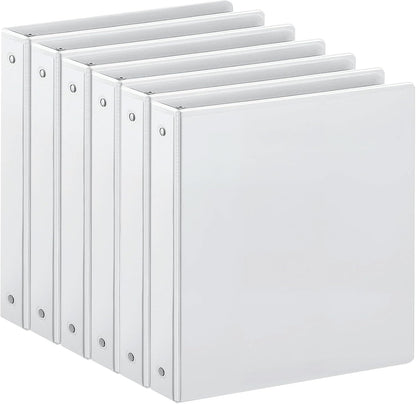 SUIN 1-inch 3 Ring Binder with 2 Interior Pockets, 1''Durable Binders Holds US Letter Size 8.5'' x 11'' Paper - Versatile Binders for Office, Home, and School Use, 6 Pack Black