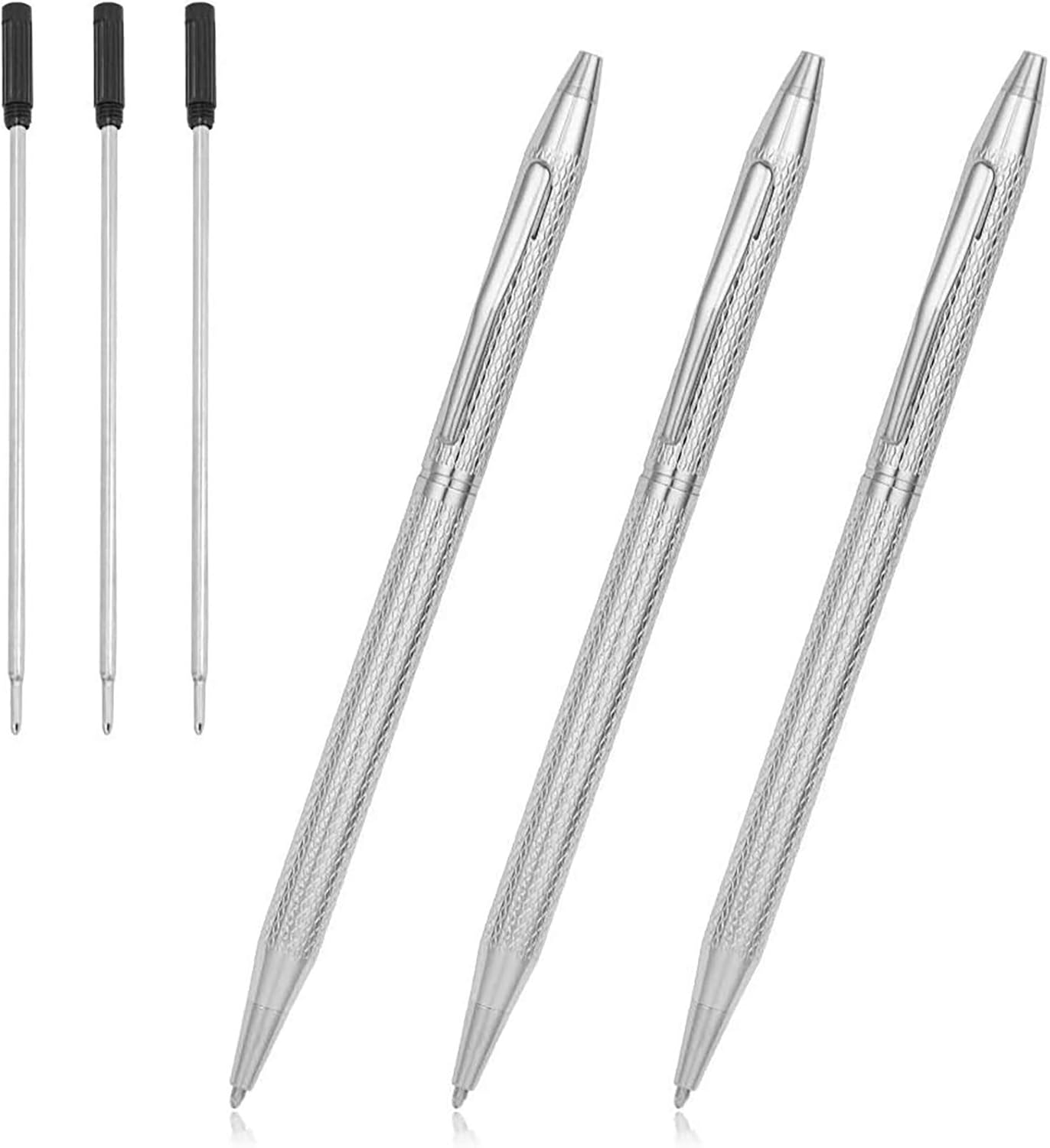 Cambond Slim Ballpoint Pens Bulk - Black Ink 1.0mm Medium Point Retractable Metal Pen for Police Uniform, Flight Attendant & Office, 10 Pack (Black Barrel)