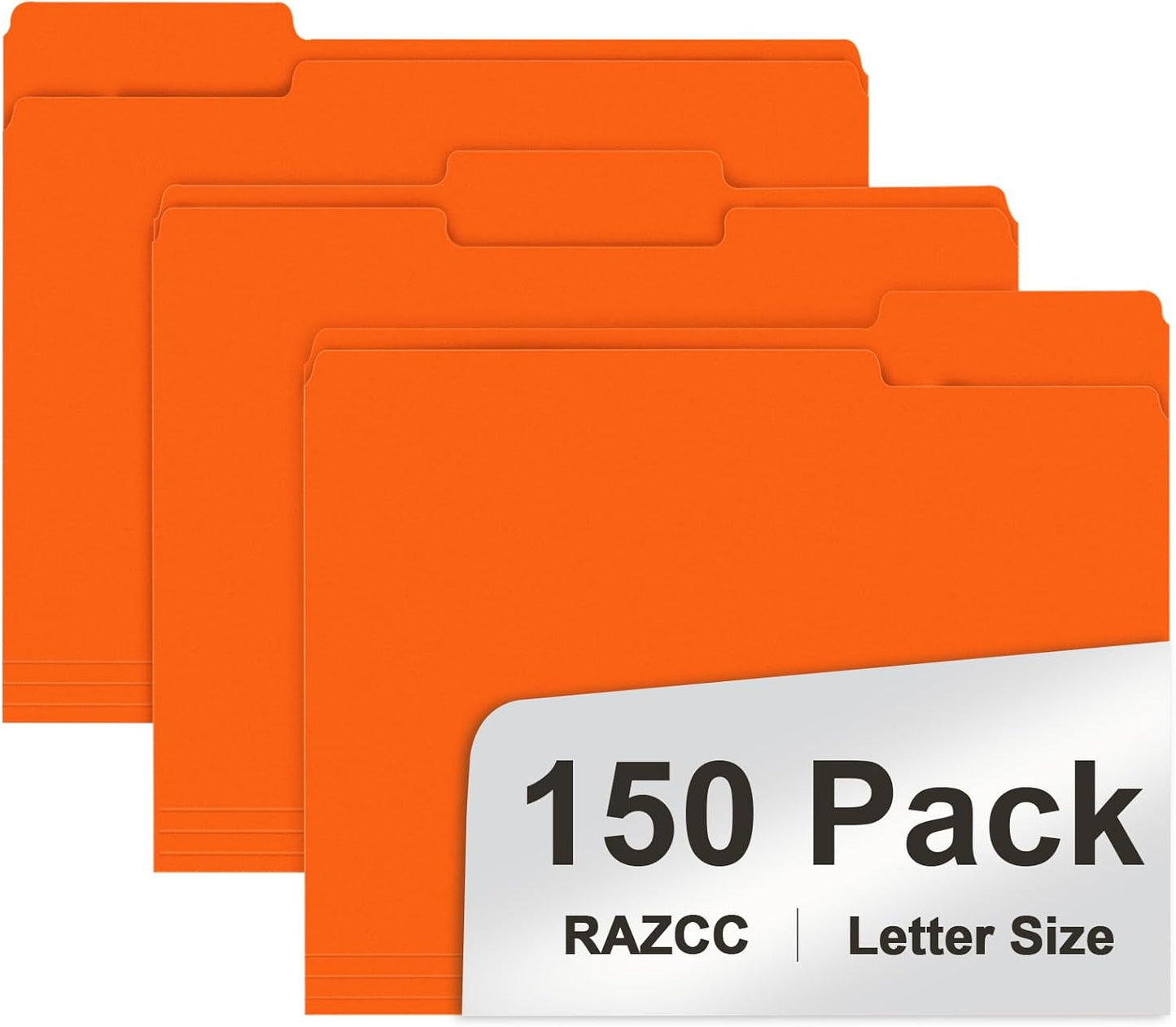 File Folder, RAZCC 150 Pack 1/3 Cut Tab File Folders Letter Size, Manila Folders, Folders with Tab, Great for Organizing and Easy File Storage
