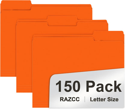 File Folder, RAZCC 150 Pack 1/3 Cut Tab File Folders Letter Size, Manila Folders, Folders with Tab, Great for Organizing and Easy File Storage