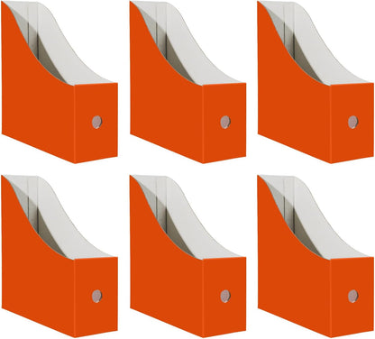 Limitliho 6 Pack Cardboard Magazine Holder for Desk, Book Bins for Classroom Library,Office,Home, 10.6" H x 10.2" L x 3.5" W in Magazine File Holder (Elegant color)