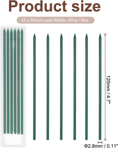 PATIKIL 12Pcs 2.8mm Carpenter Pencil Lead Refills, Solid Dry Pencil Refills Break Resistant Lead Refill for Mechanical Carpenter Construction Pencils Art Drafting, Multicolor
