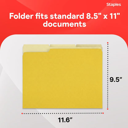Staples File Folders, Letter Size, 1/3‑Cut Tabs, Purple, Durable 10.5‑Point Paper Stock, 100/Pack
