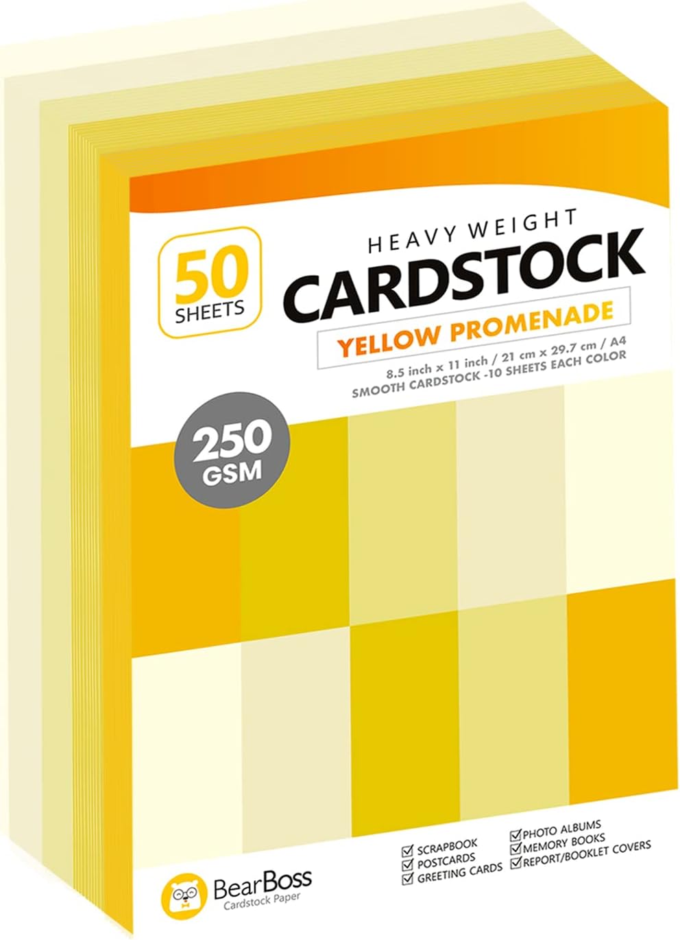 BearBoss Brown Cardstock Paper 8.5x11 50 Sheets, Heavyweight 92lb Cover for Crafts DIY Cards Making