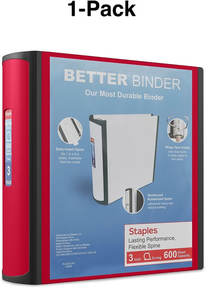 Staples Better Binder 2-Inch D-Ring View Binder, Reinforced Spine, Holds Up to 540 Sheets, Teal, for Office & School