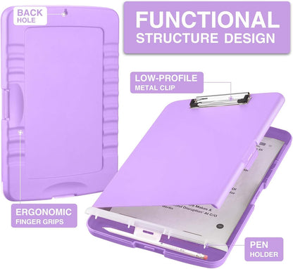 Sooez Clipboards with Storage, High Capacity Clip Boards 8.5x11 with Storage, Heavy Duty Nursing Clipboard Folder, Plastic Clipboard with Pen Holder for Women Teachers Work, School & Office Supplies