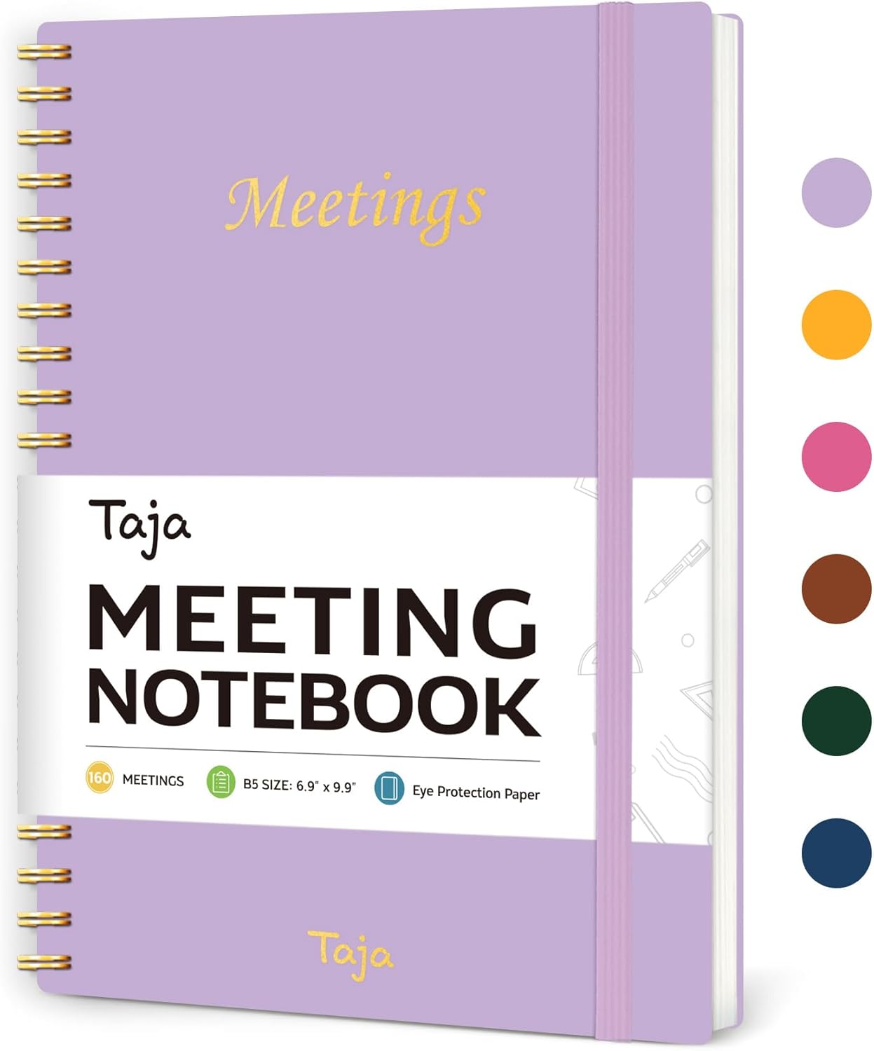 Taja Meeting Notebook for Work Organization - Work Planner Notebook with Action Items, Agenda Planner for Note Taking, 160 Pages (6.9" X 9.9") Project Organizer for Men & Women - Blue