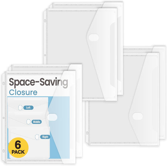 Sooez 48 Pack Binder Folders with Staggered Closures, High Capacity Binder Pockets, Clear Plastic folders, Side Loading, Binder Organizer, Binder Dividers with Pockets, Letter Size