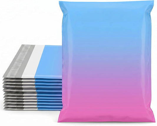 Metronic Cute Poly Mailers 10x13" 50pc Small Shipping Bags, Strong Adhesive Mailers Poly Bags for Business, Waterproof Mailing Envelopes for Packing Shipping Clothes Gifts, Gradient BluePink