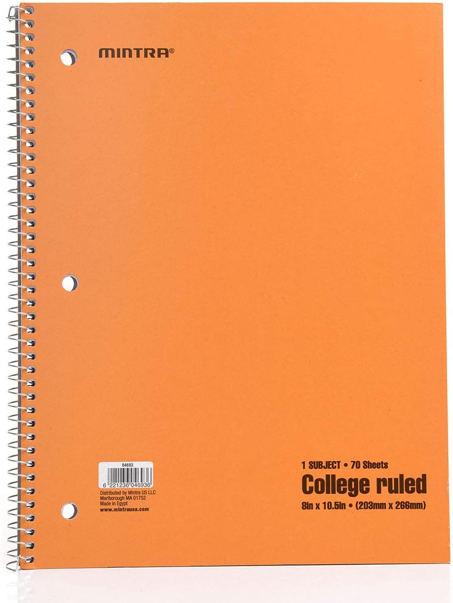 Mintra Office Spiral Notebooks, Wirebound, Journals for School, Work, Business, Aesthetic Stationery, Writing Pads, Teacher & Student Supplies (6, Pastel, College)