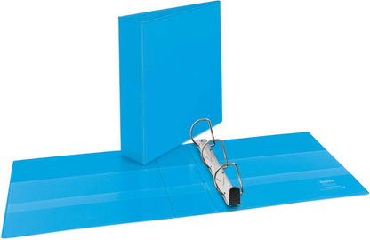 Avery Heavy-Duty View 3 Ring Binder, 2" One Touch Slant Rings, 2.8 Inch Wide Spine, Customizable Clear Cover, Ideal for School, Office, and Home Organization, 1 Light Blue Binder (05501)