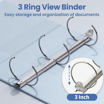 SUNEE 3 Ring Binder 3 Inch 1 Pack, Clear View Binder Three Ring PVC-Free (Fit 8.5x11 Inches) for School or Office Supplies, Pink