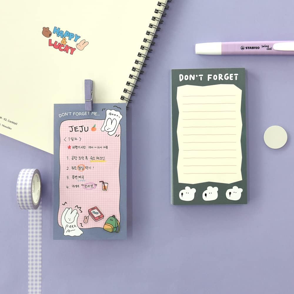 Monolike Memopad Memories design B SET - 4 Packs, 4 Different Designs, 100 Sheets Per Pad, Total 400 Sheets, Note pads, Writing pads, 3.15 x 4.17 Inches
