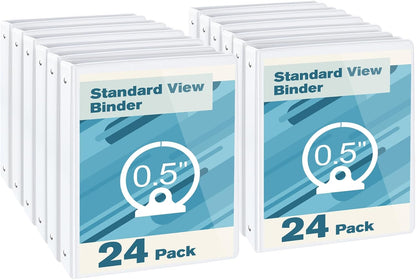 CIXILDTS 0.5-inch Round Ring Binder, Durable 1/2" 3 Ring Binder Fit Letter Size Paper, Presentation View Binders, White,12-Pack
