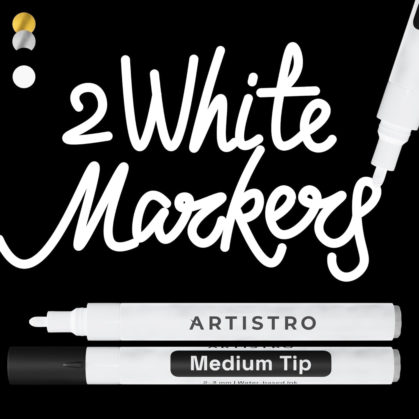 ARTISTRO 2 Gold Acrylic Paint Markers - 0.7mm Extra Fine-Tip Metallic Paint Pens - Perfect for Crafting, Art Projects, & More
