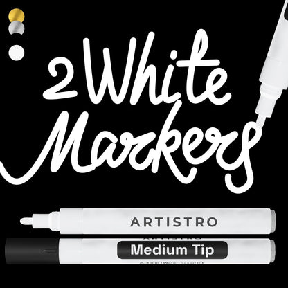 ARTISTRO 2 Gold Acrylic Paint Markers - 0.7mm Extra Fine-Tip Metallic Paint Pens - Perfect for Crafting, Art Projects, & More
