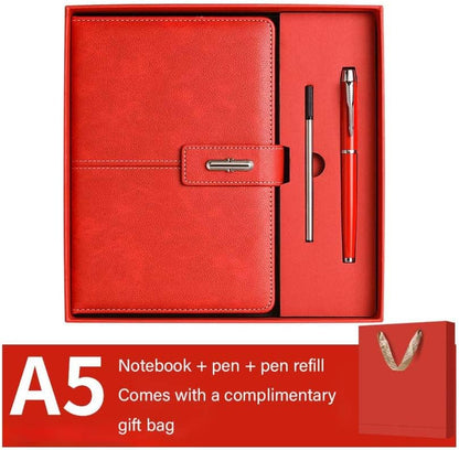 A5 Notebook Journal Leather Journal Hardcover With Pen Set for Work School Writing Business Notebook 200 pages + pen refill + gift box packaging(Blue)