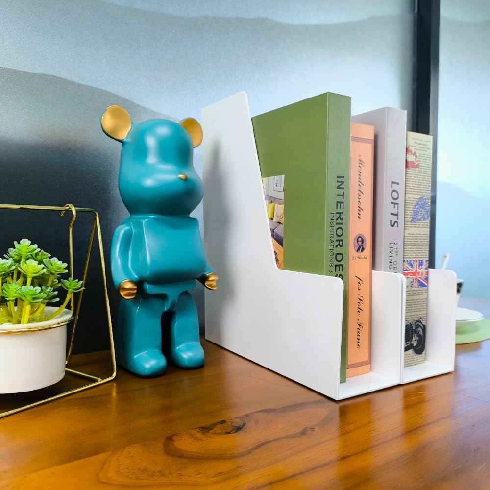 Vertical File Holder, 4 pack Clear Plastic Document Organizer and Clear Magazine Organizer, Multi-purpose Document Organizer for Home Office