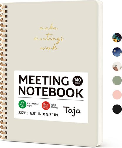 Meeting Notebook for Work Organization - Work notebook with action items, Meeting Minutes Planner Notebook, Perfect Office Supplies for Men & Women - Pink