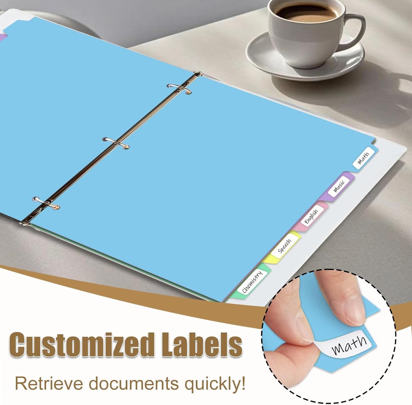 Cute 5 Tab Binder Dividers with Tabs, Write&Erase Plastic Dividers for 3 Ring Binder, Multicolor, Ring Binder Dividers with Tabs for School Office,6 Sets(30pcs)