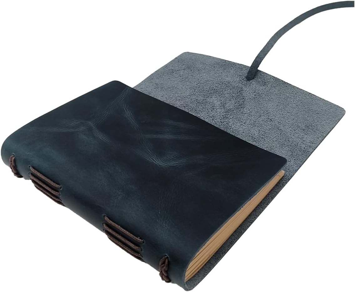 Leather Journal Writing Notebook - Genuine Leather Bound Daily Notepad for Men & Women Lined Paper 240 Kraft Pages, Handmade, Rustic Brown, 5 x 7 in