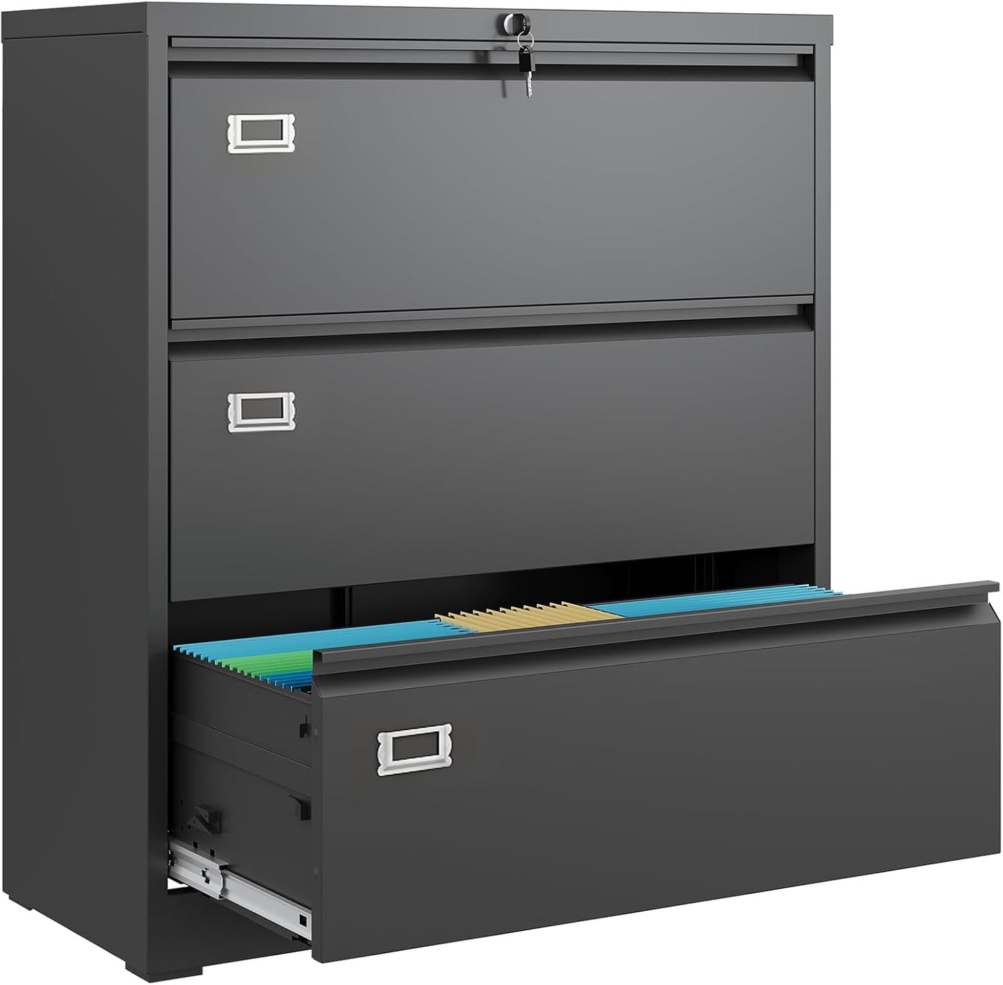 DEVAISE 3 Drawer Mobile File Cabinet Under Desk Office, Fully Assembled Except Casters, Letter/Legal Size, Black