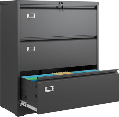 DEVAISE 3 Drawer Mobile File Cabinet Under Desk Office, Fully Assembled Except Casters, Letter/Legal Size, Black