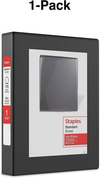 Staples Standard 2-Inch 3-Ring View Binder, Holds Up to 450 Sheets, Orange, Durable Binder for Office & School