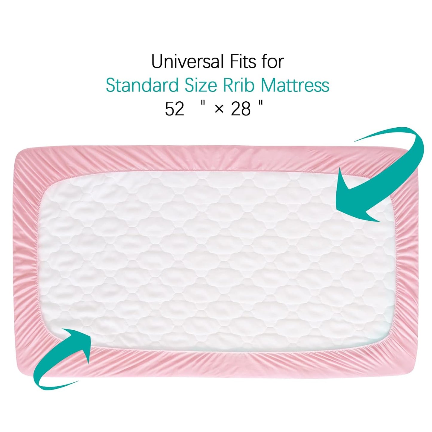 Crib Mattress Protector Sheets Fitted Waterproof Crib Mattress Pad Cover, Noiseless & Machine Wash 100% Absorbent Crib/Toddler Mattress Protector Sheet Quilted, White, 52" x 28"