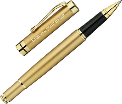 BEILUNER Ballpoint Pens, Stunning Black Chrome Metal Pen with Golden Trim, Best Ball Pen Gift Set for Men & Women, Professional, Executive, Office, Nice Pens-Gift Box with 0.5mm Black Extra Refill