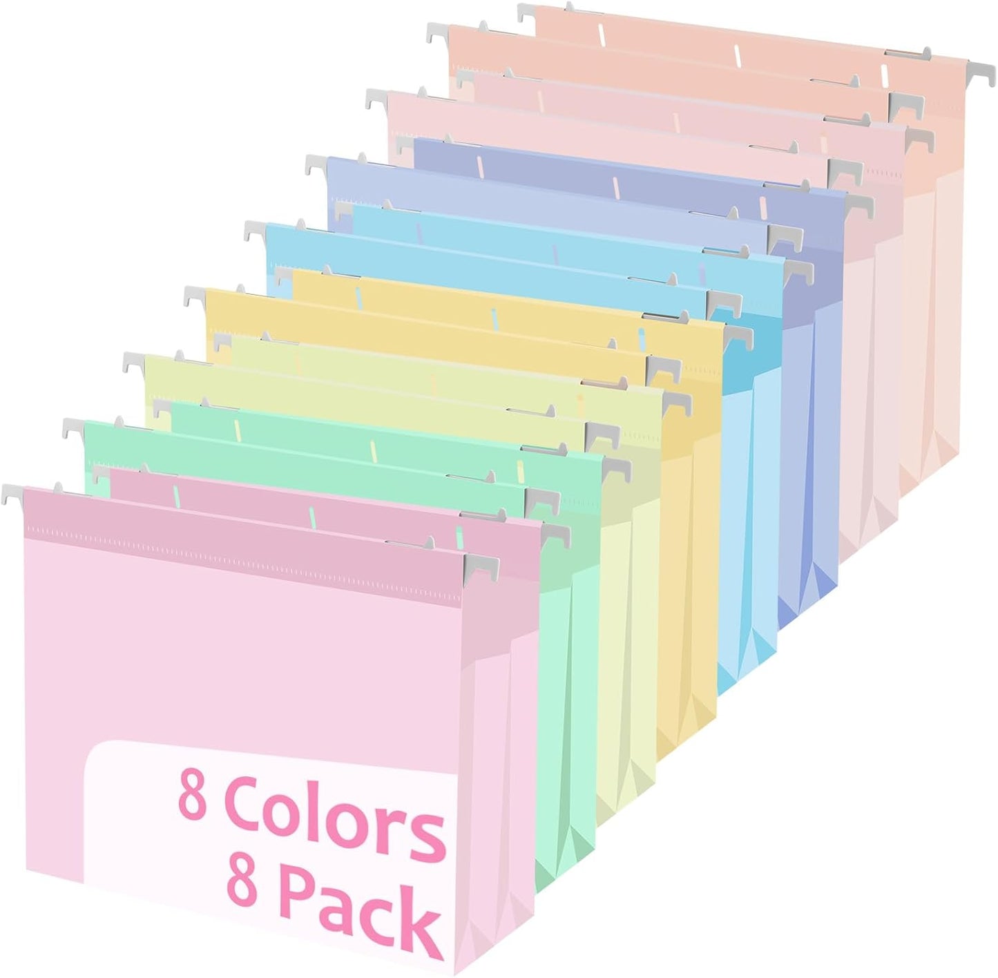 8Pack Plastic 4" Expanding Extra Capacity Hanging File Folder Heavy Duty Letter Size 11.8 x 9.4 inches Filing Cabinet Organizer Accordian Pocket for Legal Office Files Document (Morandi)