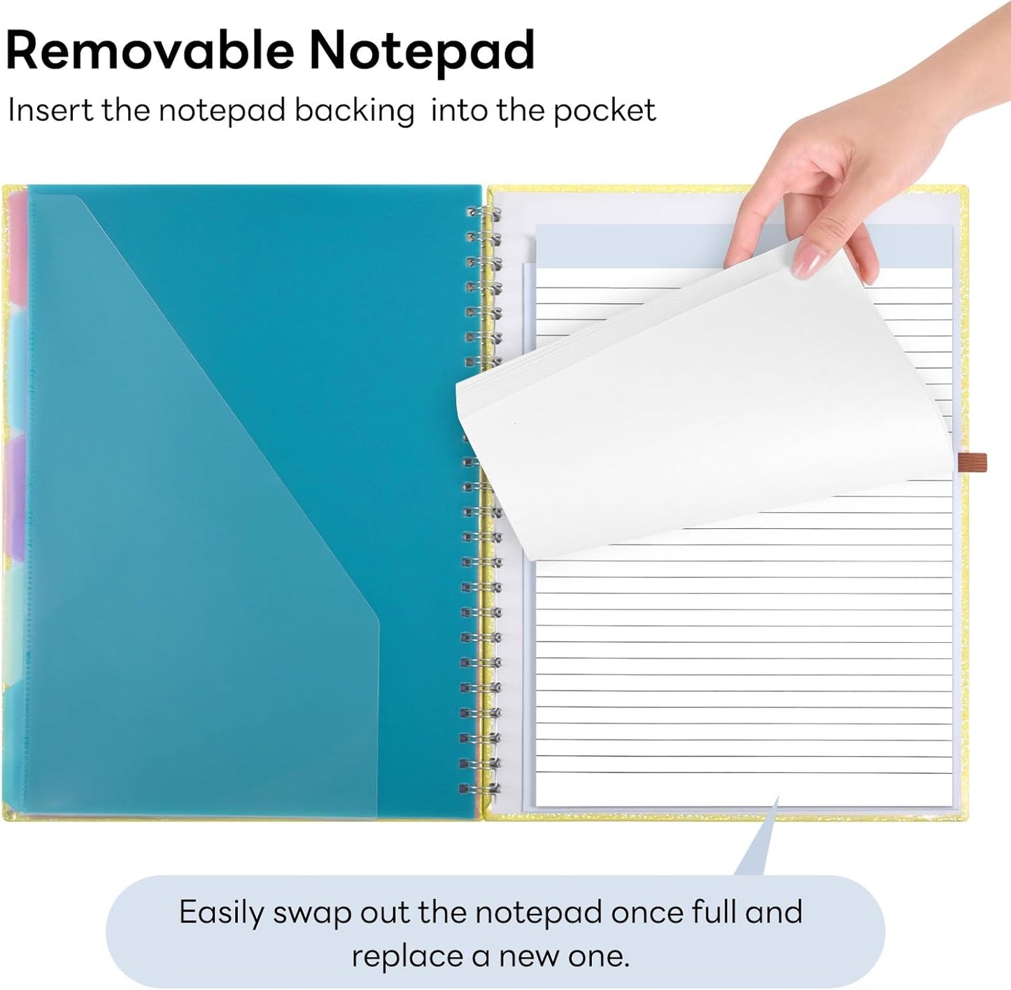 Glitter Clipboard Notebook with Storage for Letter Size, 8.5 x 11 Notepad Holder with 5 Folders and Dividers, Size 12.8X 9.7 in, Spiral Portfolio for Nursing Teacher School Supplies,.Teal