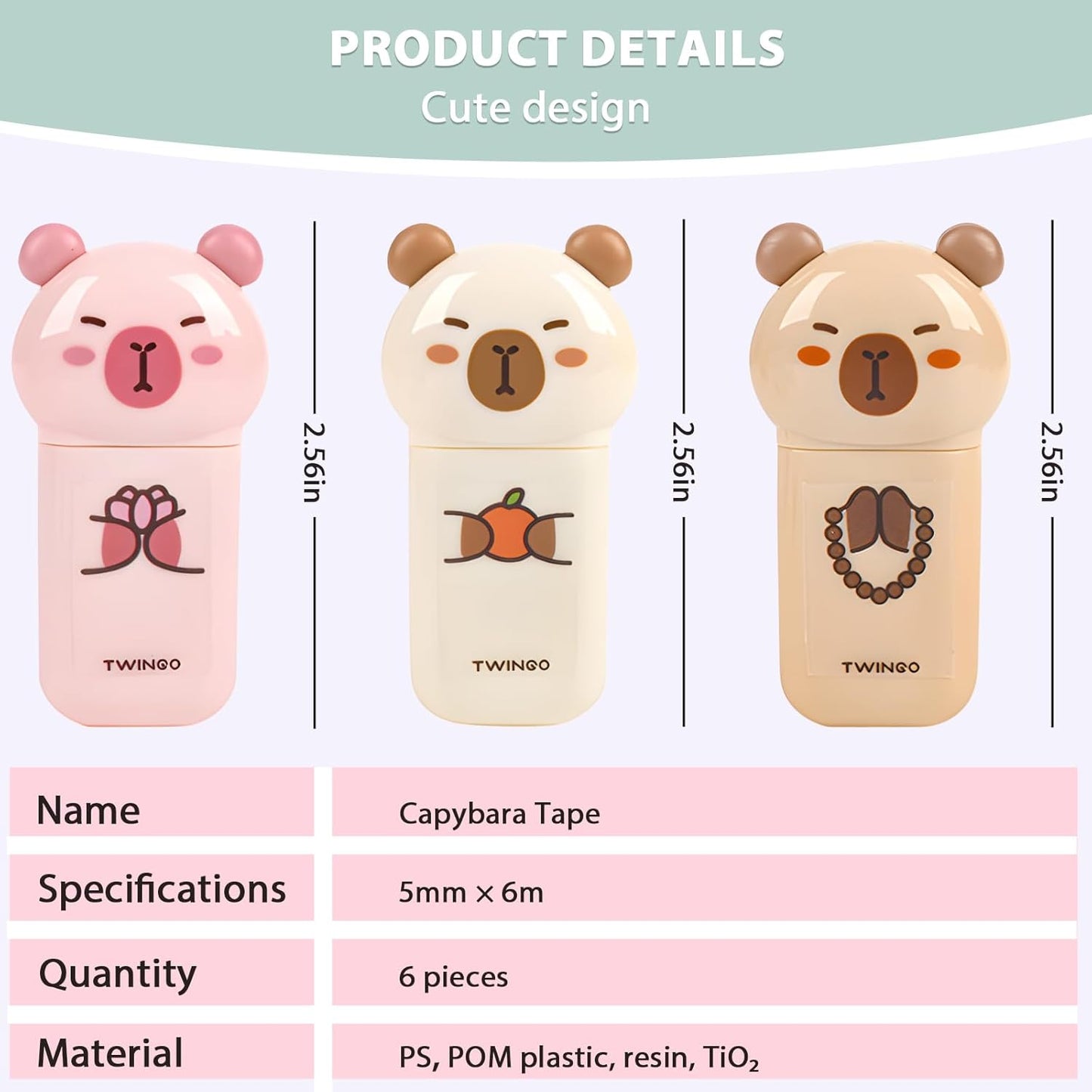 white Corrcetion Tape,4 Pcs Mini Japan Corrcetion Tape Pen,with Easy to Use Kawaii Cat Applicator,Cute Stationery Set Kawaii Birthday Gifts set for Back to School Supplies