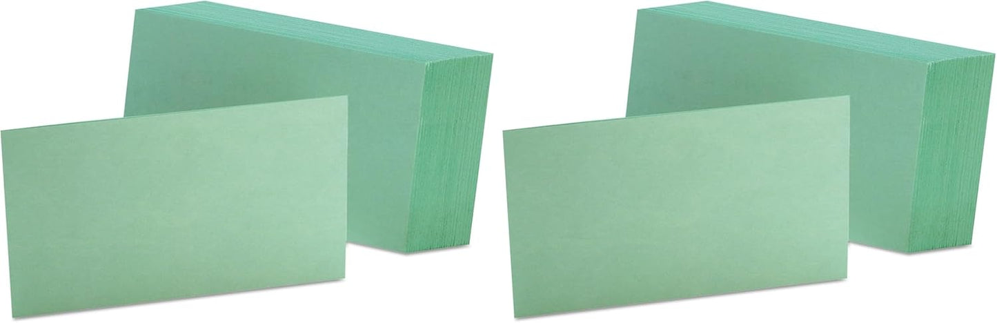 Oxford Blank Color Index Cards, 3" x 5", Green, 100 Per Pack (7320 GRE)