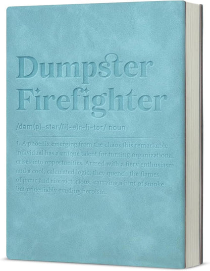 Dumpster Firefighter Notebook, Gifts for Coworker Boss Appreciation Employees Manager Leather Journal