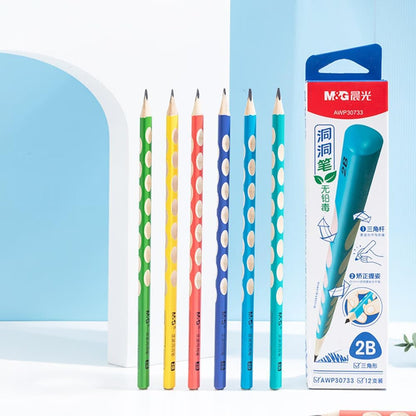 M&G 30pcs Triangular Pencils, 2B Pencils with Grip Correction, Wooden Graphite Pencils, Pre-Sharpened Break-Resistant, Suitable for Writing, Drawing, and Sketching
