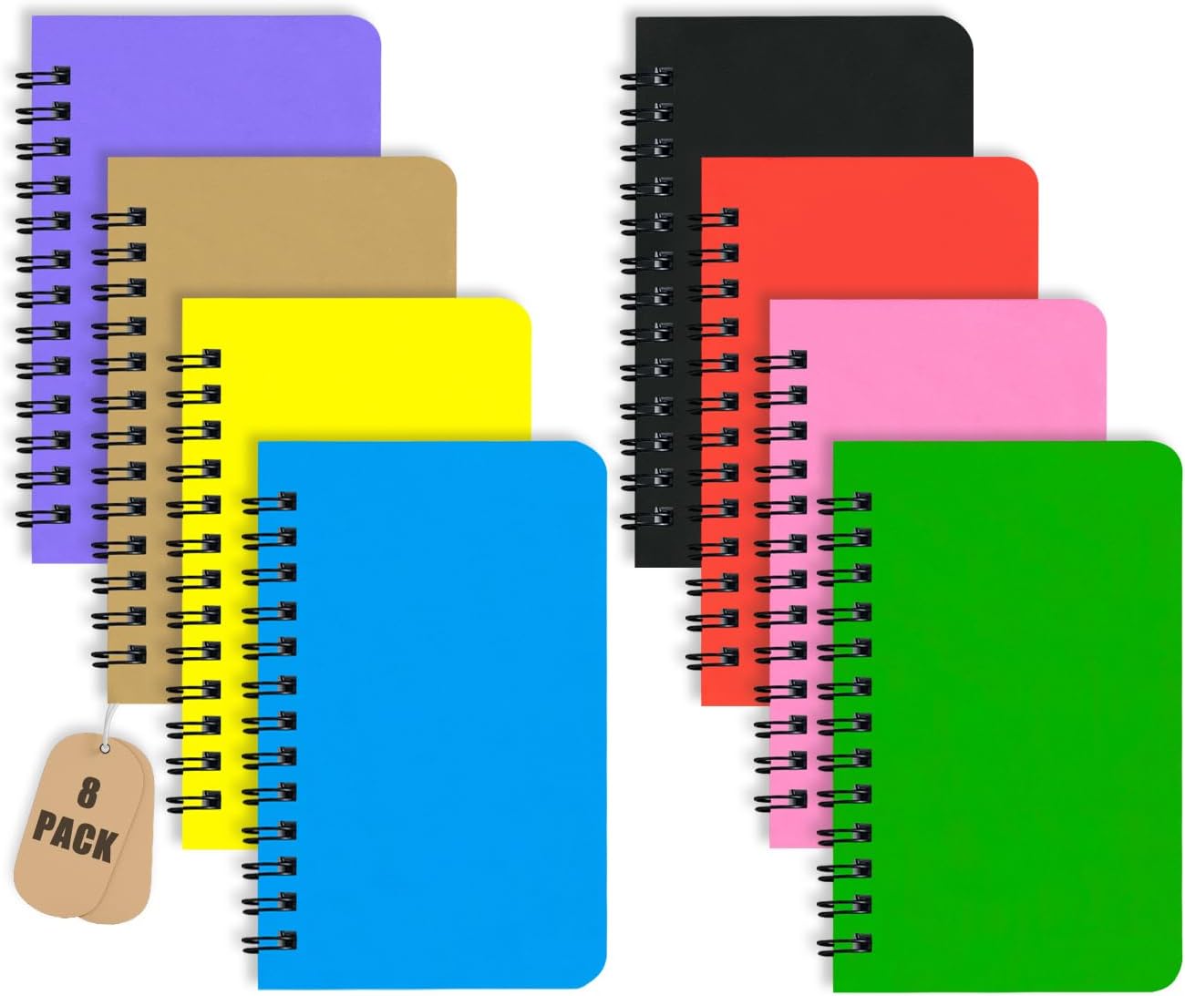 KTOJOY 8 Pack Small Spiral Notebook Pocket Notebook 3x5 Spiral Notepads With Lined Pages, Small Top Spiral Notebook Little Mini Memo Steno Note Pads for Outdoor Home Office College School