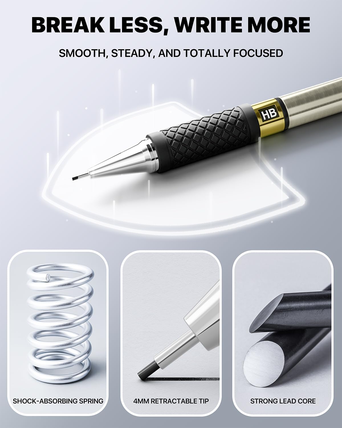 6PCS Metal Mechanical Pencil Set with 0.7mm Medium Point, 360 Leads, 12 Erasers, Art Mechanical Pencils Pack with Storage Case for School Writing, Sketching, Drawing & Professional Drafting