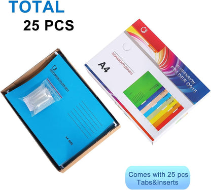 A4 Hanging File Folders, 25 Pcs Recycled Card File Folders for Filing Cabinet with Tabs and Card Inserts, Hanging Files Storage Folders for Office and School, Gray