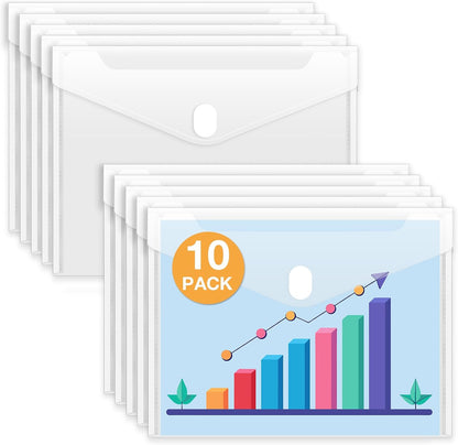 Sooez 6 Pack Plastic Envelopes File Folders, Rainforced Clear Folder Important Document Organizer, A4 Letter Size Bill Receipt Paper Holder Organizer Folder with Closure for School Office