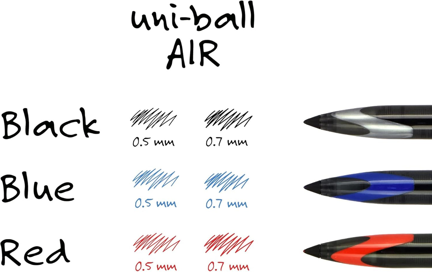 Uni-ball 1927595 Air Rollerball Pen .7 mm Assorted Ink 3/Pack