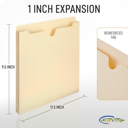 Manila File Jackets, Flat-No Expansion, Letter Size, Reinforced Straight-Cut Tab, 10 Pack