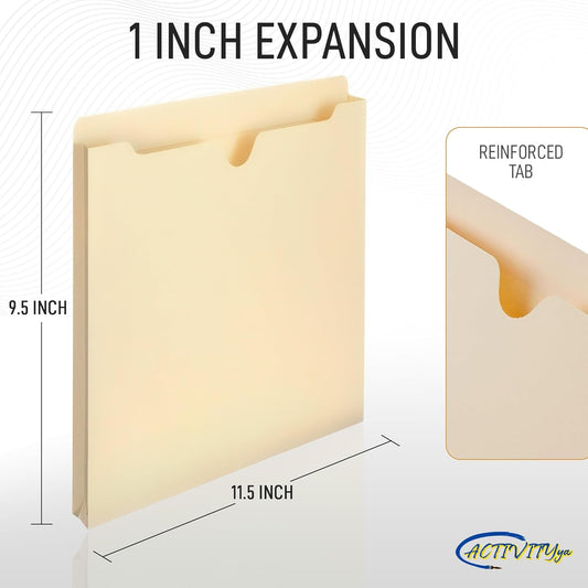 Manila File Jackets, Flat-No Expansion, Letter Size, Reinforced Straight-Cut Tab, 10 Pack