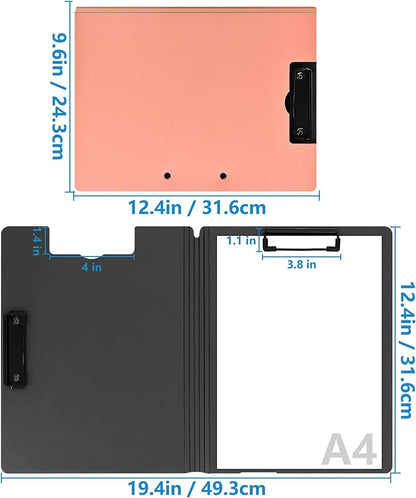 Clipboard Folder, A4 Foldable Clipboards, Office Clipboard Folder with Double Clips Metal Clip, 360 Degree Foldable Storage Clipboards for Office, School or Medical Field, Blue
