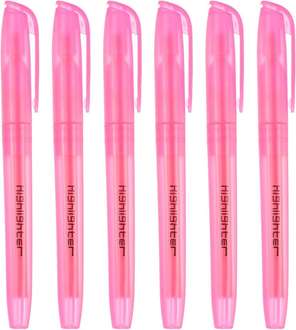PATIKIL Blue Highlighter, 6 Pack High Lighters No Bleeds Highliters Pens Neon Clear View Bright Quick Dry Pocket Marker Pen Sticks Chisel Tip Cute for Books Office Adults, Transparent