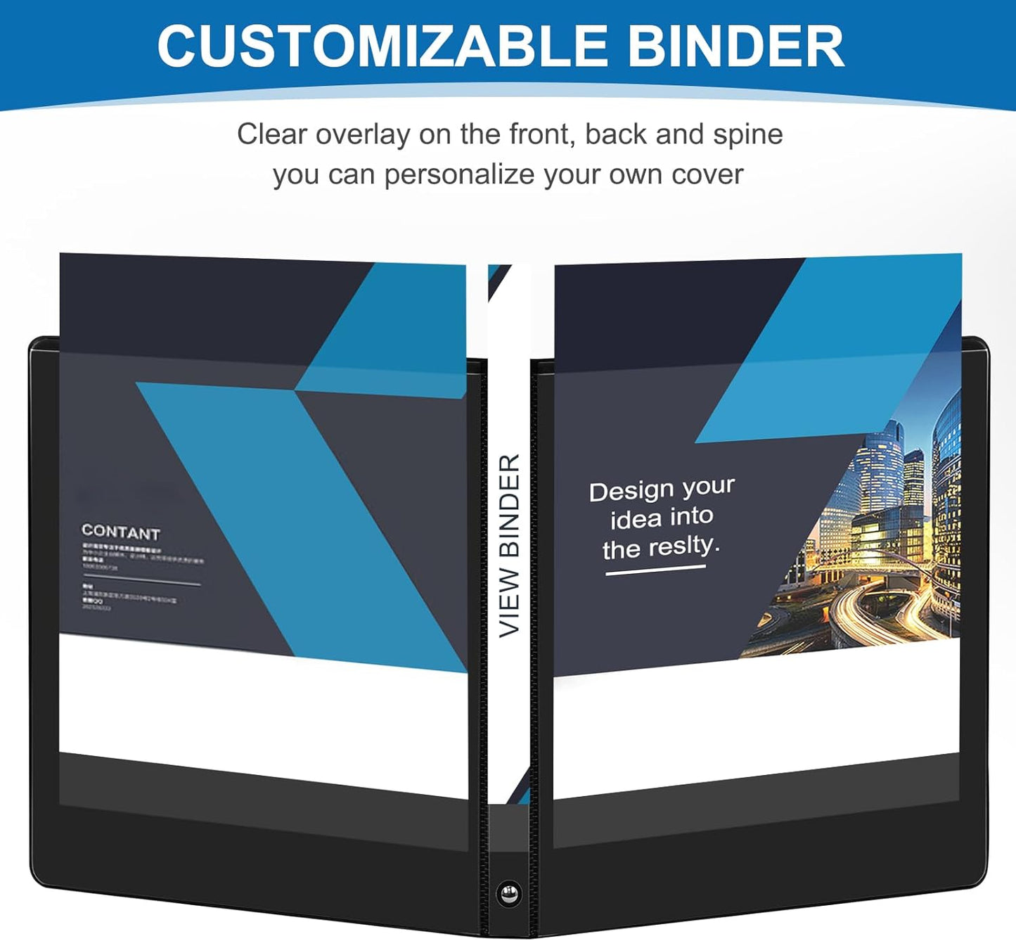 1/2 Inch 3-Ring Binder, 0.5-inch Round Ring Binder with 2 Inside Pockets, 12 Pack White Binders, Clear View CoverBinder Holds 8.5'' x 11''Paper for Office/Home/Back to School