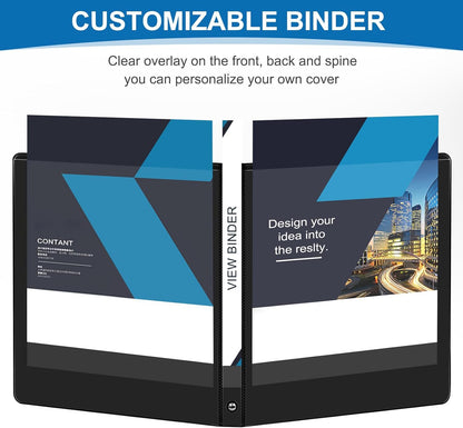 1/2 Inch 3-Ring Binder, 0.5-inch Round Ring Binder with 2 Inside Pockets, 12 Pack White Binders, Clear View CoverBinder Holds 8.5'' x 11''Paper for Office/Home/Back to School