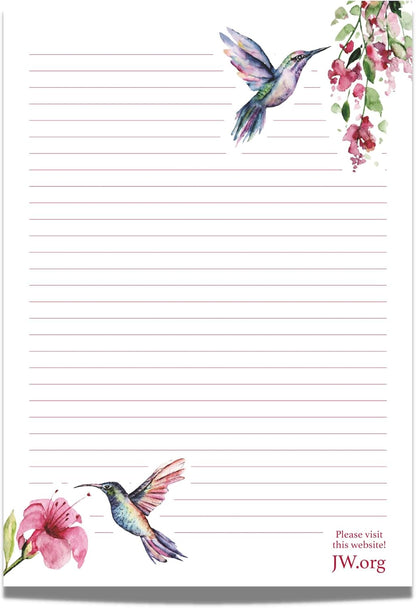 JW Letter Writing A4 Pad Stationery Paper Lined Gift Notepad Writing Sheets (Pink Rose)
