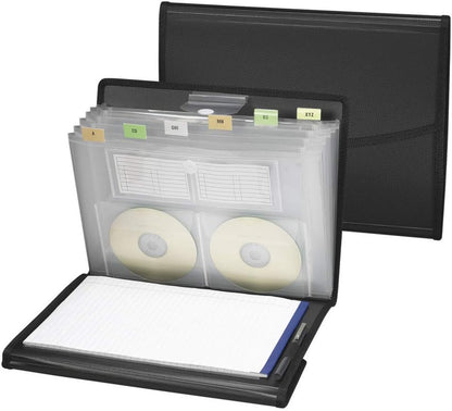 Smead Poly Pro Series II Pad Folio, 7-Pocket Expanding File, Letter Size, Black (85830)